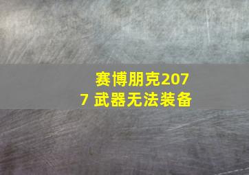 赛博朋克2077 武器无法装备